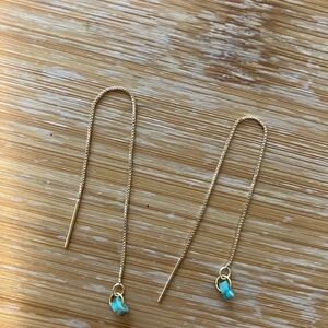 Elegant Gold and Turquoise Threader Earrings925